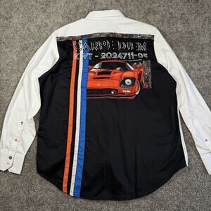 NWT $258.00 Robert Graham Mens XL Carpe Diem Car Embroidered Button Down White